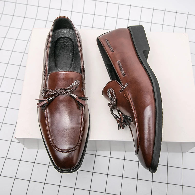 Riolio Summer Fashion Casual Leather Shoes Men Large Size Business Formal Casual Shoes Wedding Lace Up Men Shoes