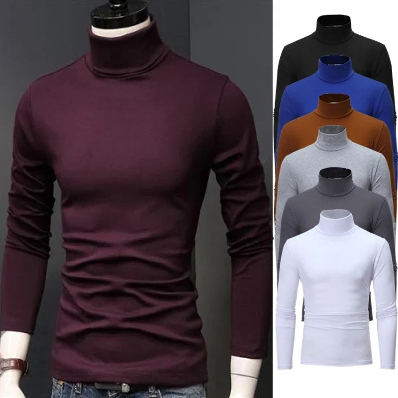Riolio Man Thermal Turtleneck Casual Sleepwear Shirt S-2XL Sleeve Long Slim Coat 5colors Basic Sweater Bottom Winter
