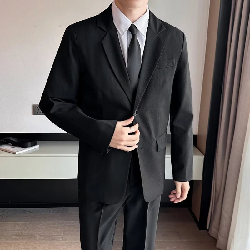 Riolio Busin Casual Men's Suit Set Jaet Casual Spring Autumn Wedding Best Man Marriage Career Formal Small Suit M