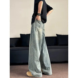Riolio American hip-hop washed straight leg summer men and women trendy jeans couple 2025 loose retro personalized casual pants y2k