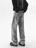 Riolio Autumn New Men's Fashion Baggy Jeans Gray Vintage High Street Wide Legs Denim Trousers Male Casual Straight Pants Streetwear