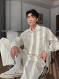 Riolio Men's Shirt Pants Set High-end Shirt Suit Trendy Spring Handsome Long-sleeved Top Loose Straight Trousers Two-piece Set