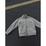 Riolio Mens Short Stand Collar Motorcycle Jacket Patchwork Cargo Biker Coat Spring Outdoor Riding Fashion Streetwear Urban Trendy