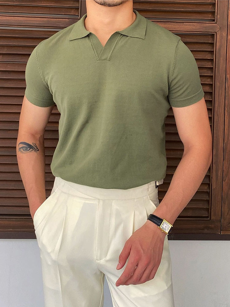 Riolio Summer Men Fashion Polo Shirts Short Sleeve Turn-down Collar Patchwork Casual Polos Mens Clothing Male Tops Pullover Streetwear
