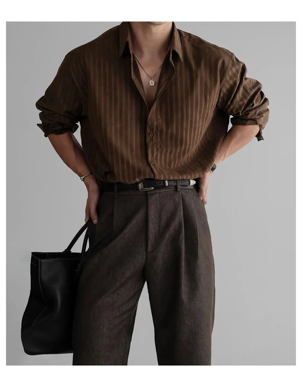 Riolio New Korean Fashion Men Shirts Light Luxury Textured Business Striped Long Sleeve Cardigan Tops Leisure High Quality Blouse M-2XL