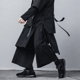Riolio Mens Wide Leg Pants  Men Solid Color Joggers Streetwear Elastic Waist Pants Male Loose Irregular Skirts Trousers Men