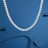Riolio Pearl Necklace Men Simple Handmade Strand Bead Necklace New Trendy Men Jewelry for Women Girls Wedding Banquet Necklaces