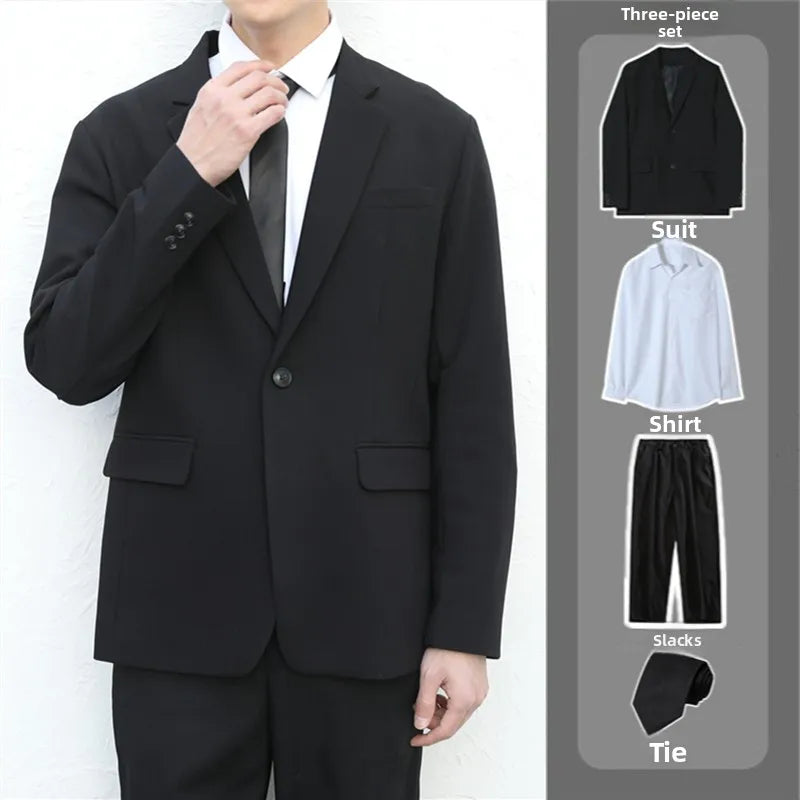 Riolio Casual Leisure Men's Suit Set High School Student Sle Versatile JK Class orm Jaet Straight Cut Casual Long Sve