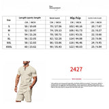 Riolio 2025 Summer Simplicity Men's Suit Loose Walf Checks Fabric Breathable Comfort and Casual Short Sleeve Shorts Two-Piece Suit