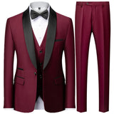 Riolio Suit Coat Pants Vest 3 Pcs Set / Fashion Men's Casual Boutique Business Wedding Groom Dress Blazers Jacket Trousers