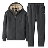 Riolio Winter Soild Color Men's Sets Thick Fleece Two Pieces Set Mens Set Warm Cashmere Tracksuit Outerwear Casual Brand Clothing