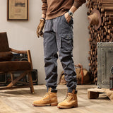 Riolio Mens Multi-Pockets Hip Hop Ankle-banded Outdoor Sports Overalls Harem Pants Loose Casual Joggers Sweatpants Men Cargo Pants
