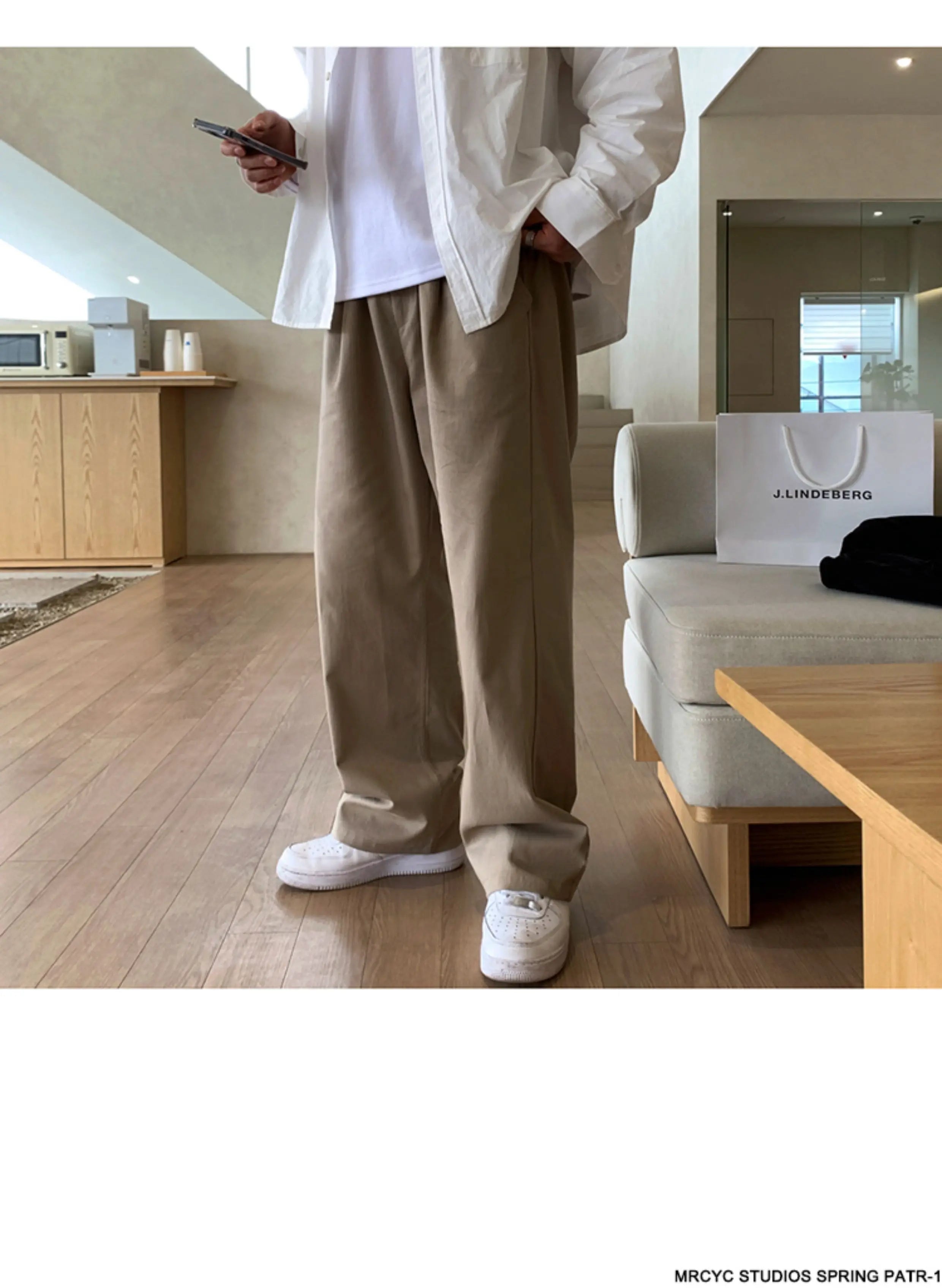 Riolio Korean Style High-end Straight-leg Casual Pants Men's Spring Summer Loose Trousers American 2025 New Trendy Wide-leg Pants Chic