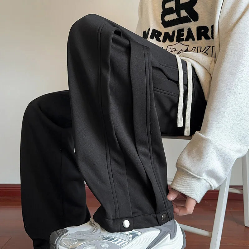 Riolio Black Casual Pants Men Fashion Oversized Wide Leg Pants Men Sweatpants Streetwear Loose Sports Pants Mens Joggers Trousers