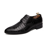 Riolio Men's Crocodile Dress Leather Shoes Lace-Up Wedding Party Shoes Mens Business Office Oxfords Flats Plus Size Men Fashion