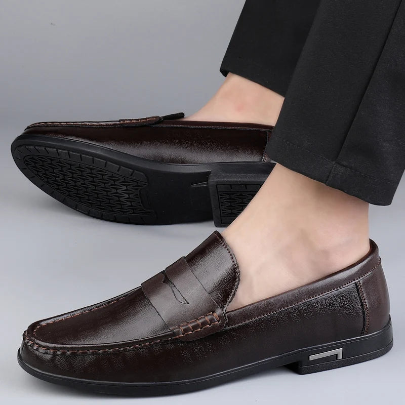 Riolio Genuine Leather Men Shoes Casual Men Loafers Breathable Office Formal Shoes Men Designer Slip on Driving Shoes Plus Size 38-46
