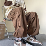 Riolio Corduroy Cargo Pants for Men Streetwear Black Cargo Trousers Male Joggers Hip Hop Green Black Japanese Pocket Korean
