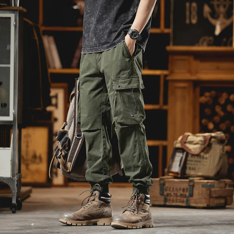 Riolio Joggers Cargo Pants Men Casual Multi Pocket Male Trousers Sweatpants Streetwear Techwear Tactical Track Black Pants Men