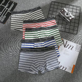 Riolio Men's Sexy Flat Angle Pants, Cotton Men's Underwear, Soft, Comfortable, Breathable Underwear, Men's Boxer Ice Silk Stripes