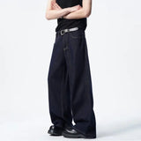 Riolio Men Dark Blue Loose Drag Floor Length Jeans Classic Straight Leg Denim Pants Wholesale Hot Sale Minimalist Casual Streetwear