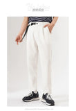 Riolio White Stretch Casual Ankle Pants Silhouette Men's Elegant Suit Pants Summer Korean Straight Loose Men's Smart Casual Trousers