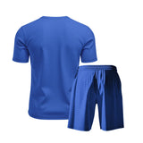 Riolio 2025 Summer Simplicity Men's Suit Loose Walf Checks Fabric Breathable Comfort and Casual Short Sleeve Shorts Two-Piece Suit