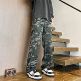 Riolio camouflage Jeans Men straight Pants patchwork male jean Fit Patchwork Streetwear Men's Trousers Denim Large size Hip Hop