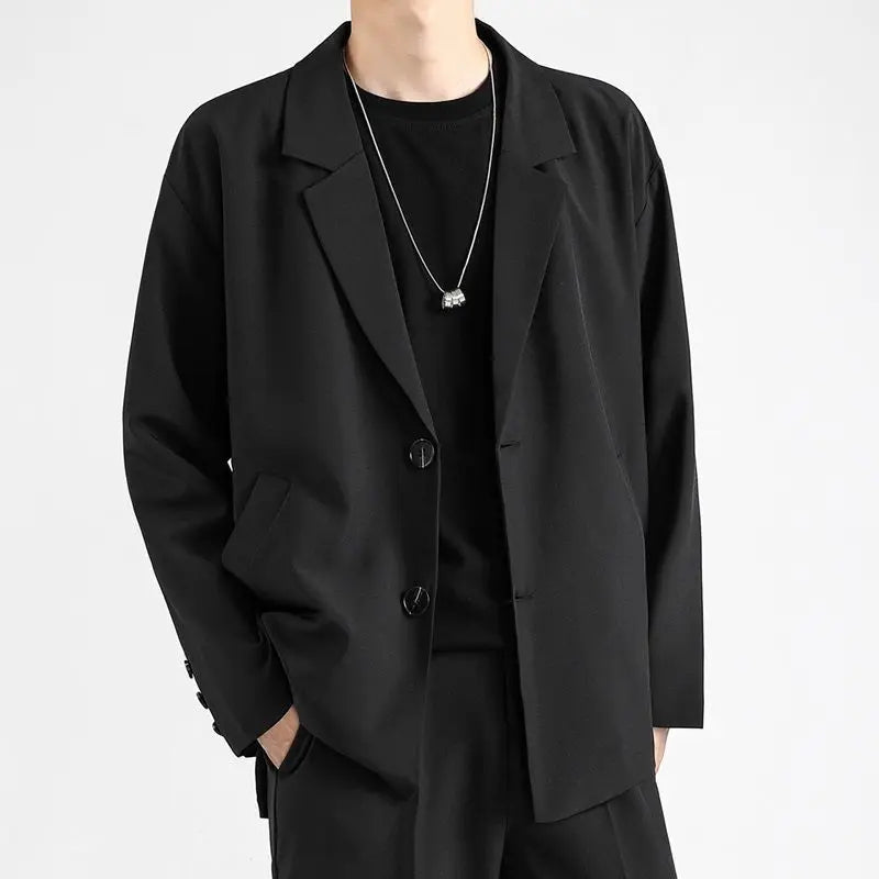 Riolio Male Elegant Casual Blazer Jacket Spring Autumn Versatile Loose Black Casual Jacket American 2025 New High Street Men's Suit