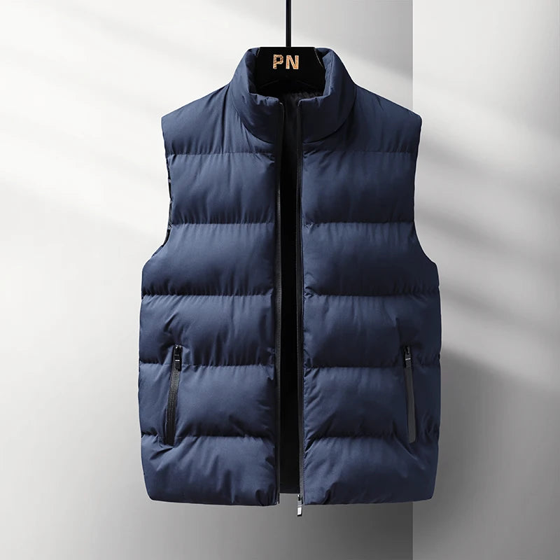 Riolio Casual Plus Size Men's Cotton Vest High Quality Autumn Winter Fashion Men Jacket Warm Stand Collar Sleeveless Men's Top Vests