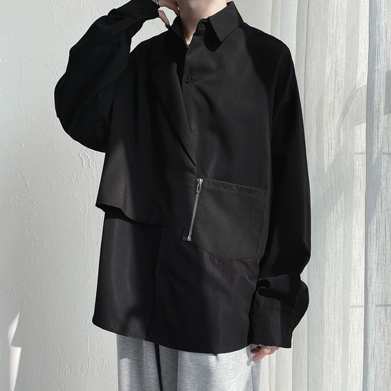 Riolio Design Shirts Men Japanese Patchwork Long Sleeve All-match Stylish Handsome Hip Hop Streetwear Korean Fashion Gentle Male Unisex