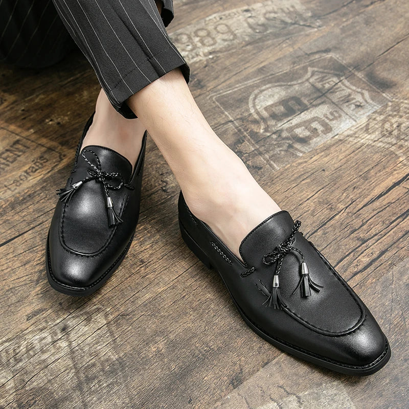 Riolio Summer Fashion Casual Leather Shoes Men Large Size Business Formal Casual Shoes Wedding Lace Up Men Shoes