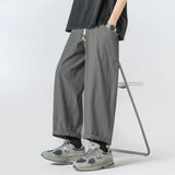 Riolio Summer Cotton Casual Pants Men Oversized Wide Leg Pants Men Japanese Streetwear Hip-hop Loose Straight Pants Men Thin Trousers