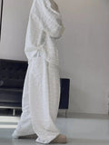 Riolio Kpop Tracksuit Retro Loose Three-dimensional Set Ethnic Jacquard Milk White Sports Suit American Casual High-end Wear