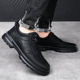 Riolio Men's Business Leather Shoes Soft Moccasin Shoes Comfortable Casual Shoes for Men Autumn Solid Black White Men Sneakers