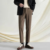 Riolio New Autumn And Winter Men's Solid Color Thick Nine-Point Suit Pants Retro Fashion Trend Loose Casual Simple Daily Men's Bottoms