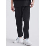 Riolio Summer Casual Pants Men Fashion Gray Black Straight Pants Men Japanese Streetwear Loose Pleated Pants Mens Ice Silk Trousers