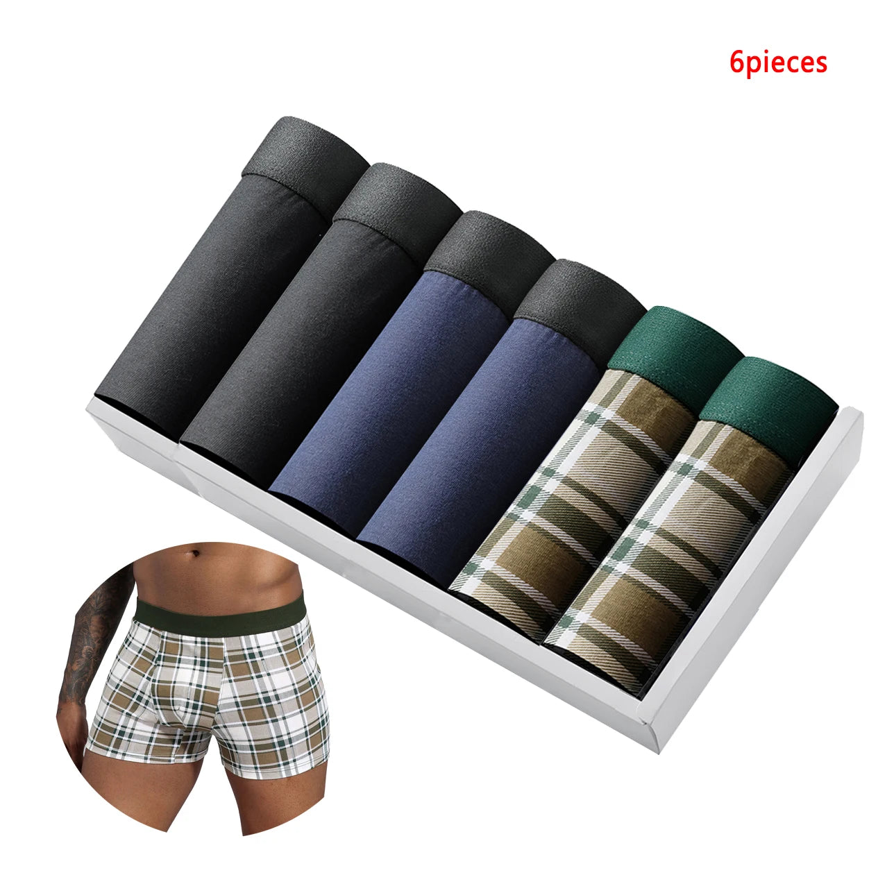 Riolio 6pcs pack Black Boxer Shorts Men Underwear Soft Breathable Male Underpants for Men Homme Boxershorts Slips Panties