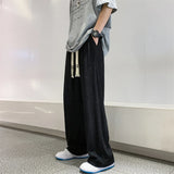 Riolio Summer Ice Silk Pants Men Fashion Oversized Wide Leg Pants Men Japanese Streetwear Hip Hop Loose Pleated Pants Mens Trousers