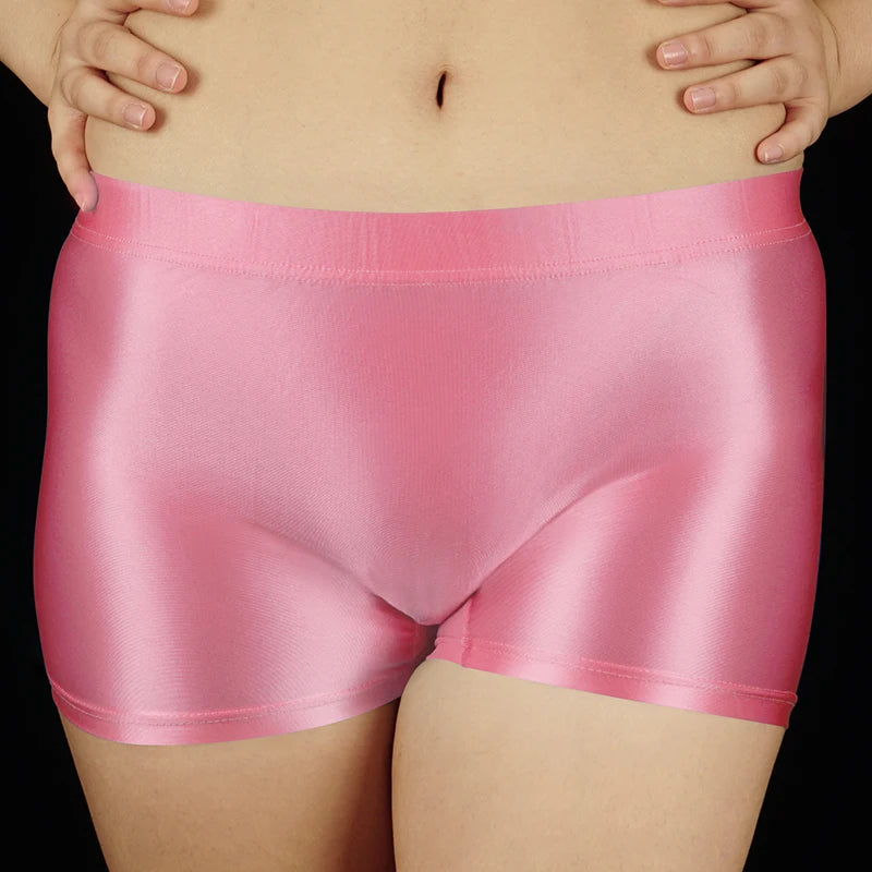 Riolio Mens Glossy Oily boxer shorts Elastic Underwear softThin Panties Breathable Underpants SmoothLingerie elasticity