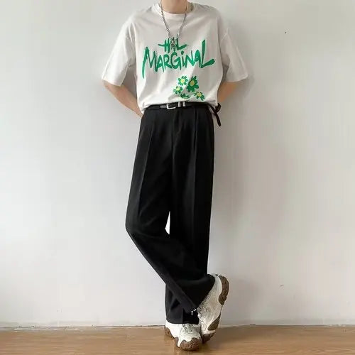Riolio Casual Pants Men Simple Japanese Solid Loose Formal Baggy Streetwear Leisure All-match Office Clothing Fashion Trousers Classic