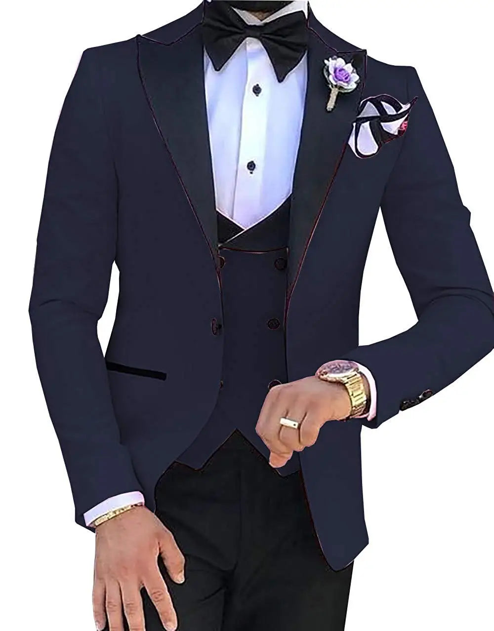 Riolio prom suit Men 3 Pieces Suits For Men Custom Made Groom Groomsmen Tuxedos Wedding Men Suit Terno Masculino(Jacket+Pant+Vest)