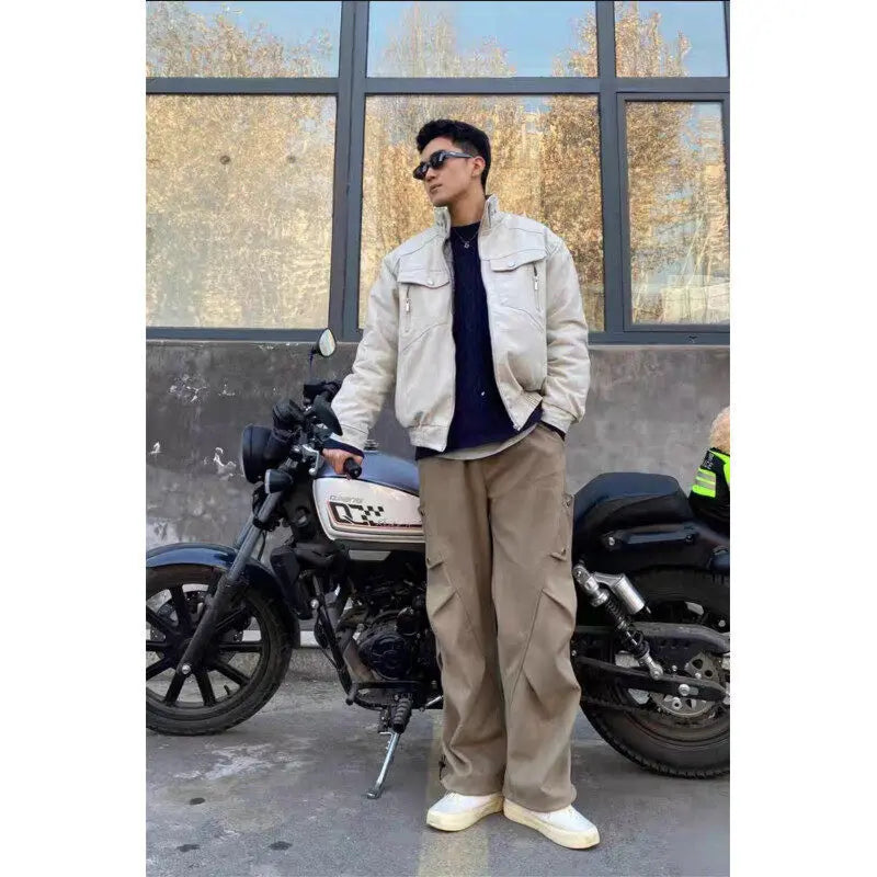 Riolio Summer Casual Pants Men Fashion Black Straight Pants Men Streetwear Hip-hop Loose Cargo Pants Mens Joggers Trousers M-3XL
