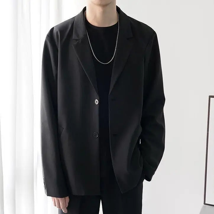 Riolio Male Elegant Casual Blazer Jacket Spring Autumn Versatile Loose Black Casual Jacket American 2025 New High Street Men's Suit