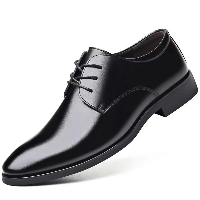 Riolio Men's Breathable Leather Shoes Black Soft Leather Soft Bottom Spring And Autumn Best Man Men's Business Formal Wear Casual Shoes