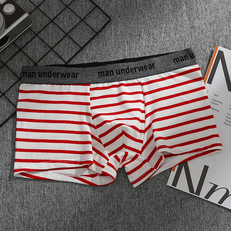 Riolio Men's Sexy Flat Angle Pants, Cotton Men's Underwear, Soft, Comfortable, Breathable Underwear, Men's Boxer Ice Silk Stripes