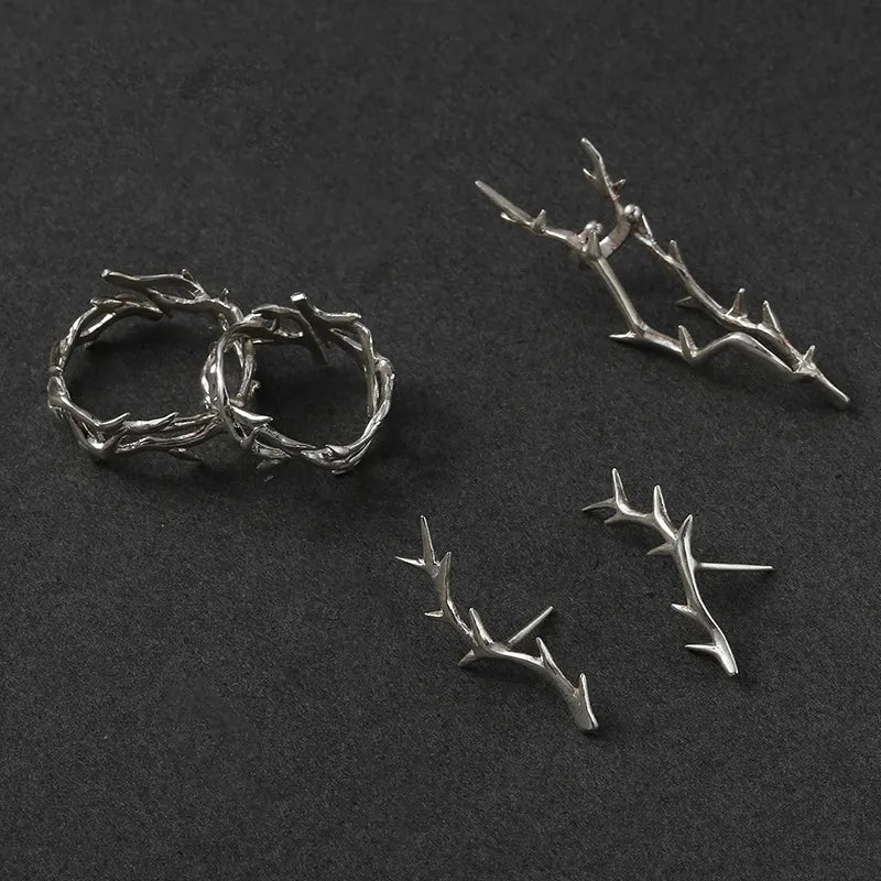 Riolio Punk Irregular Thorns Couple Rings Retro Hip-hop Personality Adjustable Finger Ring for Men Women Lovers Jewelry Gifts