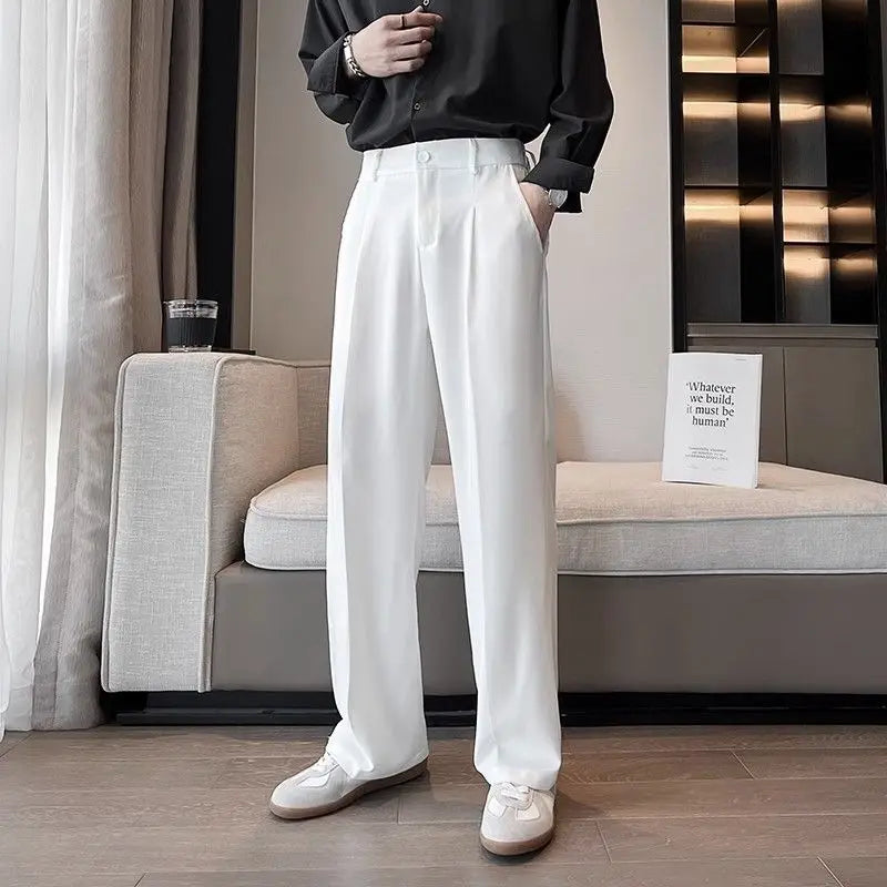 Riolio Wide Leg Gray Baggy Men's Summer Pants Tailoring Chinese Homme Dress Slacks Spring Clothes Male Suit Trousers Formal Designer Up