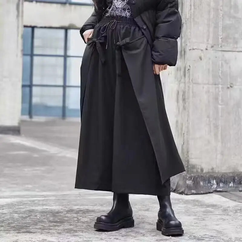 Riolio Men's Wide Leg Pants Solid Joggers Streetwear Elastic Waist 2025 Irregular Skirts Trousers Men Loose Punk Pantalon 3XL