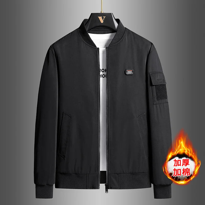 Riolio Men's Jacket Outdoors New Spring Autumn Baseball Jacket Cotton Thickened Warm Men's Jacket Casual Trendy Jacket Quality Blazer