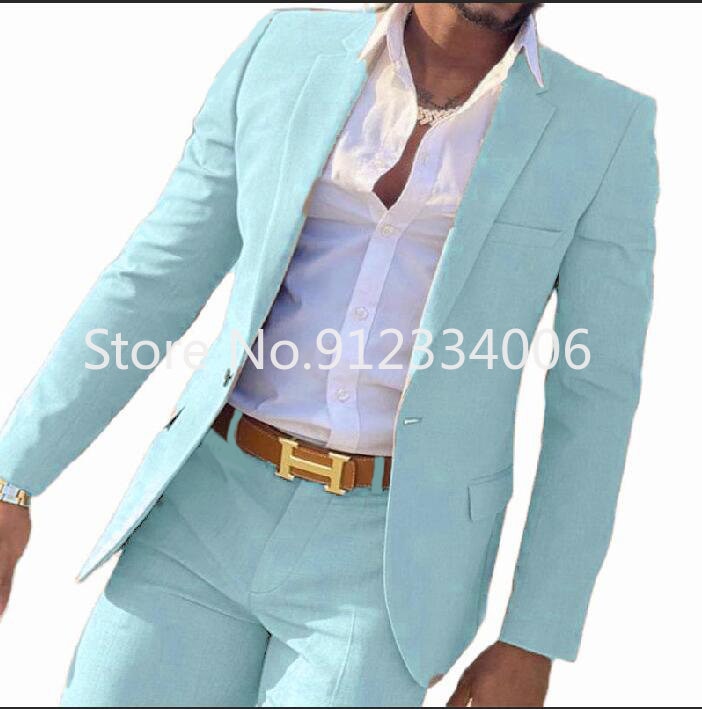 Riolio 2 Pieces Beige Suit for Men Slim Fit Wedding Groom Tuxedo Groomsmen Suits Male Fashion Smoking Costume Homme Blazer with Pants